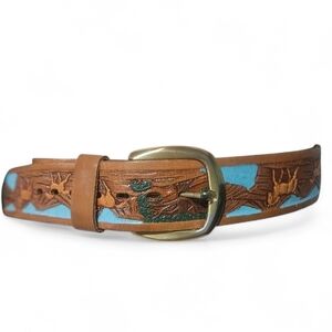 CHAMBERS Hand-Tooled Leather Western Belt | Unisex | Size 34